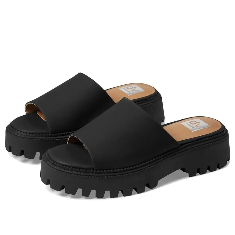 DV Dolce Vita Liliah Sandals Women's US 8 Black Faux Leather Slip-On NCZ258 - Picture 12 of 12